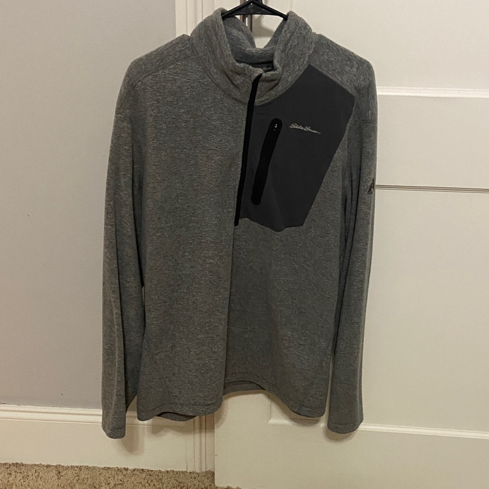 Eddie Bauer Men's Charcoal Zip-Up Sweater